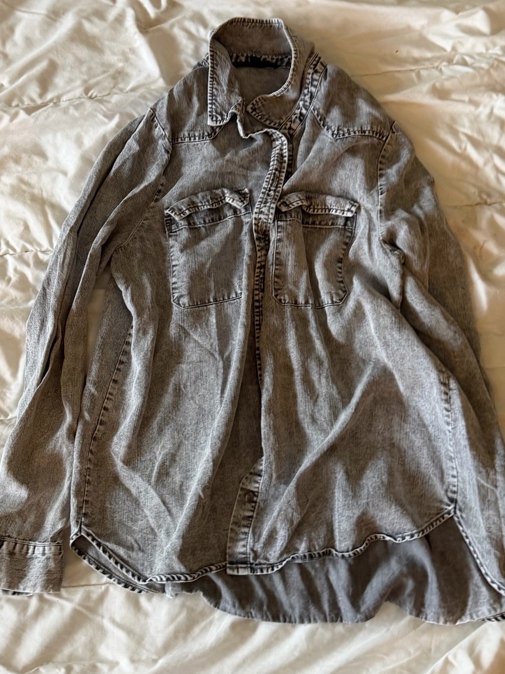 Washed Gray Denim Shirt button down